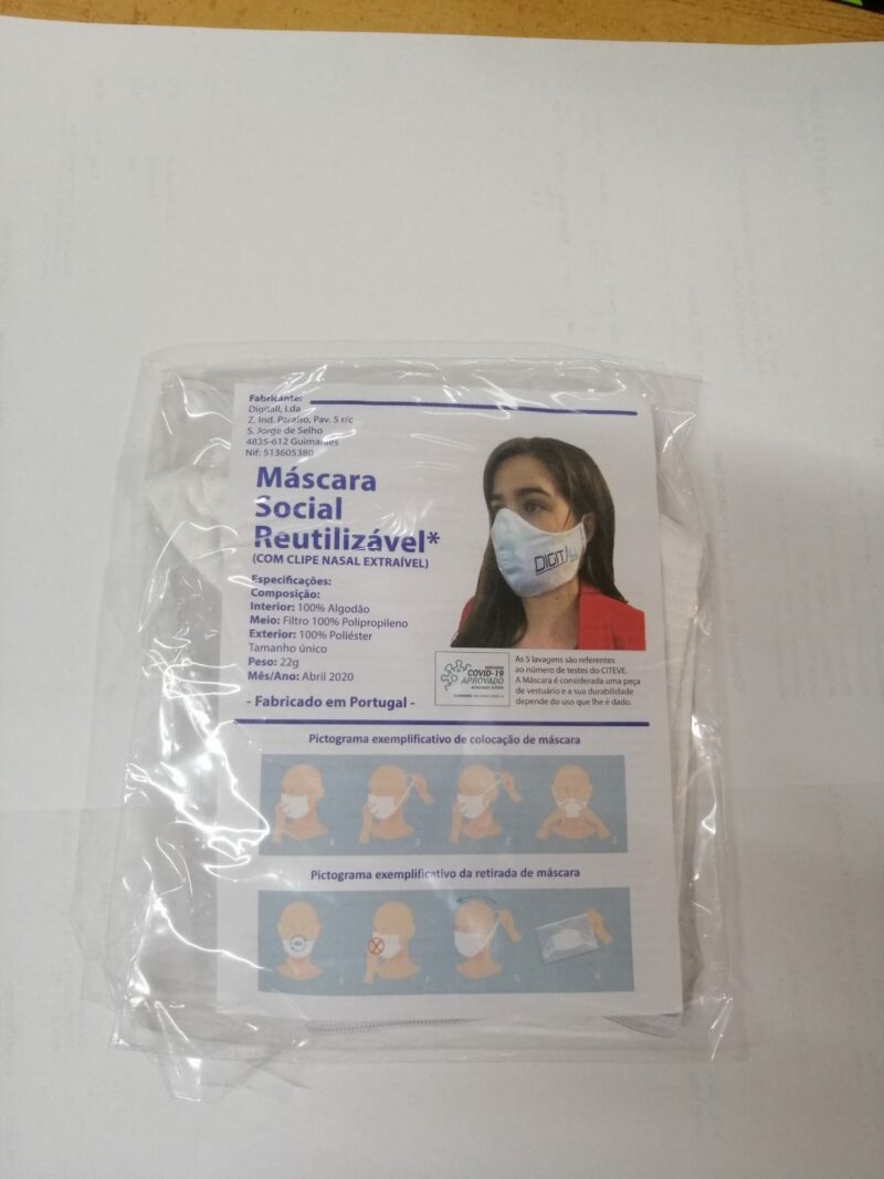 Máscara Social Reutilizável Certificada Lavável Branca - Image 3