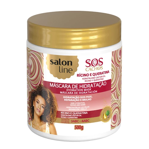 Salon Line SOS Cachos Ricino e Queratina Máscara - 500ml