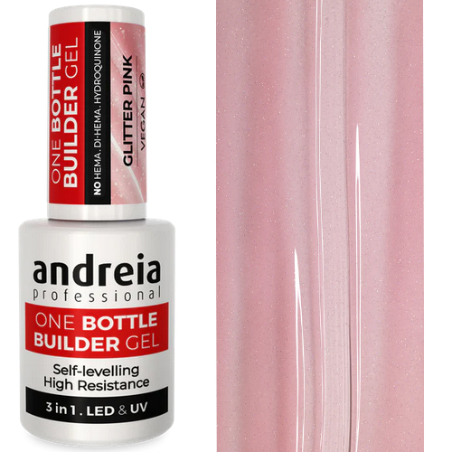 Andreia One Bottle Builder Gel Construção 3 in 1-Glitter Pink-14ml