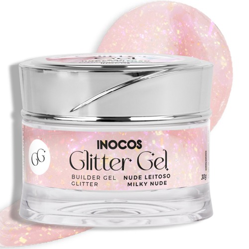 Inocos Gel de Construção Glitter Nude Leitoso 30Gramas