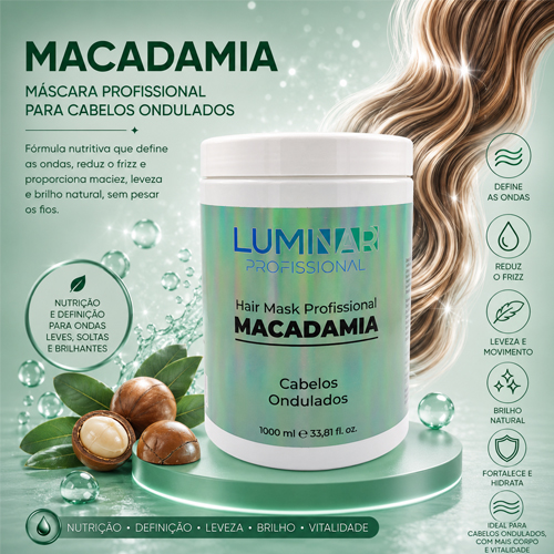 Luminar Máscara Macadamia Cabelos Ondulados 1000ml