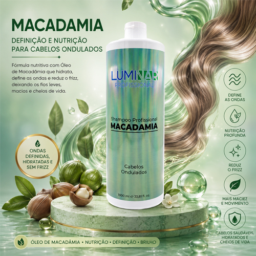 Luminar Shampoo Macadamia Cabelos Ondulados 1000ml