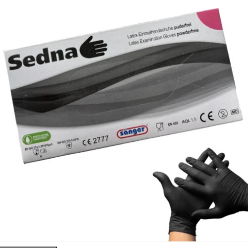 Luvas Latex Preto Sedna 100uni-M