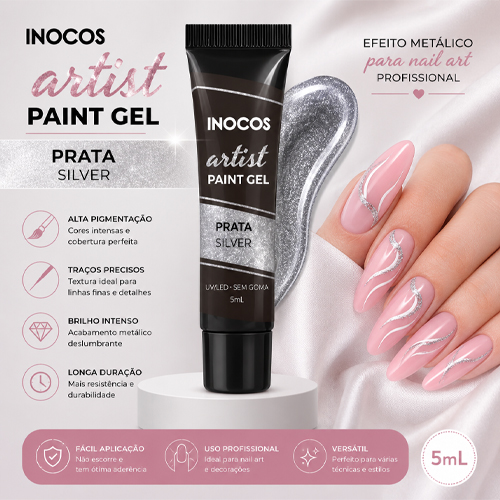 Paint Gel INOCOS Prata 5ml