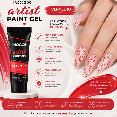 Paint Gel INOCOS Vermelho 5ml