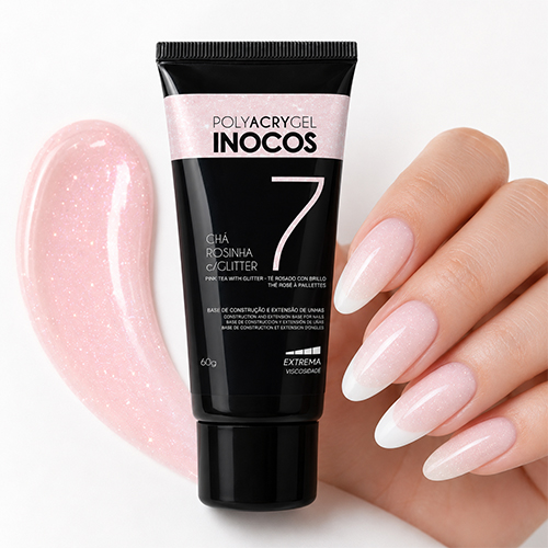 Polyacrygel INOCOS 7 Chá Rosinha Com Glitter 60 Gr