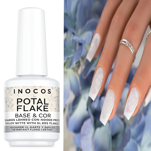 Potal Flake INOCOS Branco Leitoso com Flocos Prata 15ml