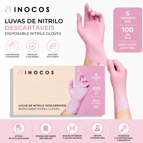Luvas INOCOS de Nitrilo Rosa S